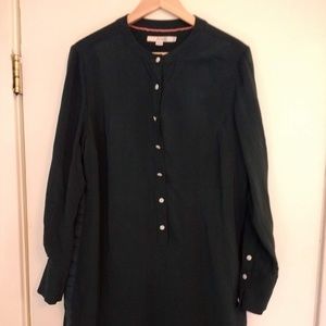 Boden spruce green collarless midi shirt dress
